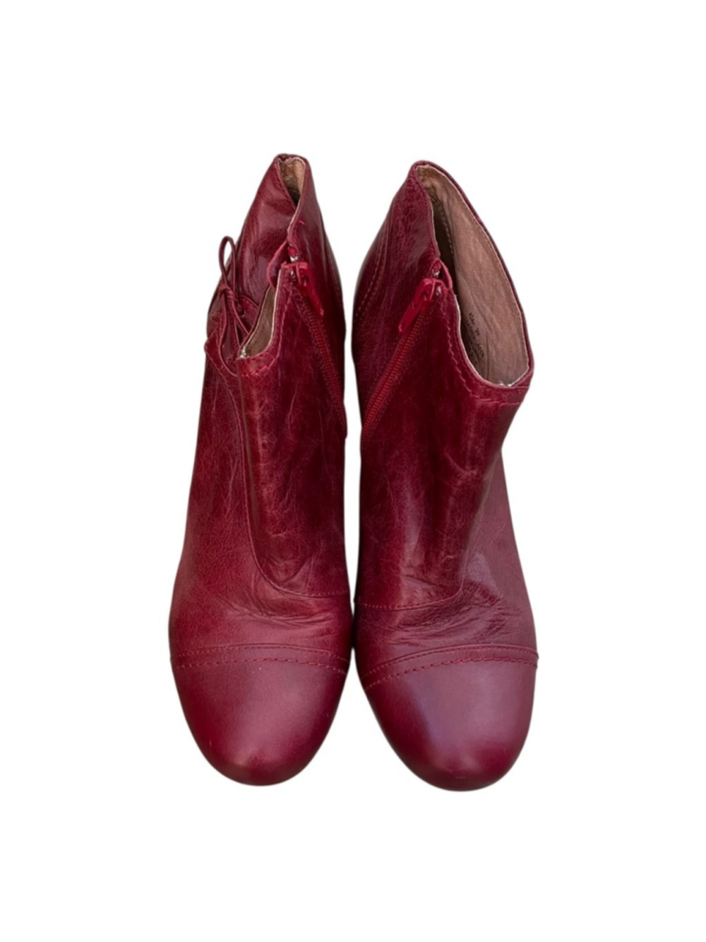 Miz Mooz Cranberry Red Ankle Boots Heel 9 - Picture 7 of 15